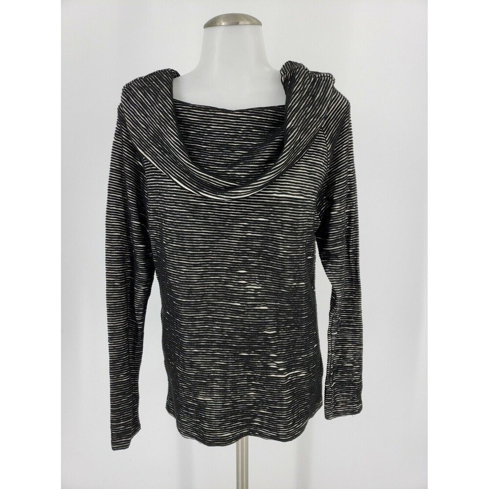 Dolan Left Coast Anthropologie Black Ribbed Stripe Cowl Neck Sweater Top Sz S - Picture 1 of 4